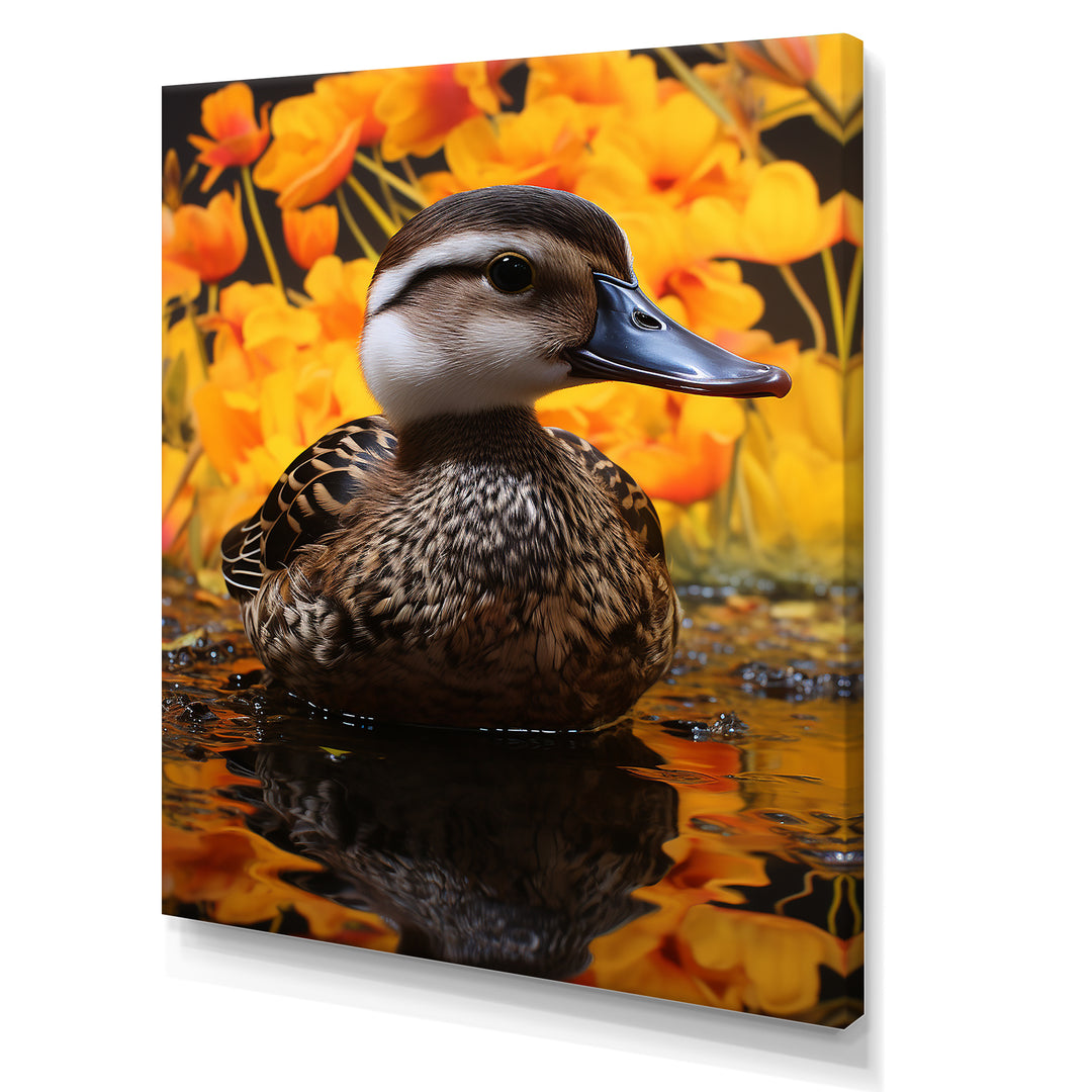 Brown and yellow baby duck at the lake - Duck Home Decor Art
