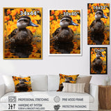 Brown and yellow baby duck at the lake - Duck Home Decor Art