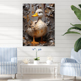 Grey and yellow duck Feathered Elegance - Duck Living Room Wall Art
