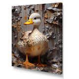 Grey and yellow duck Feathered Elegance - Duck Living Room Wall Art