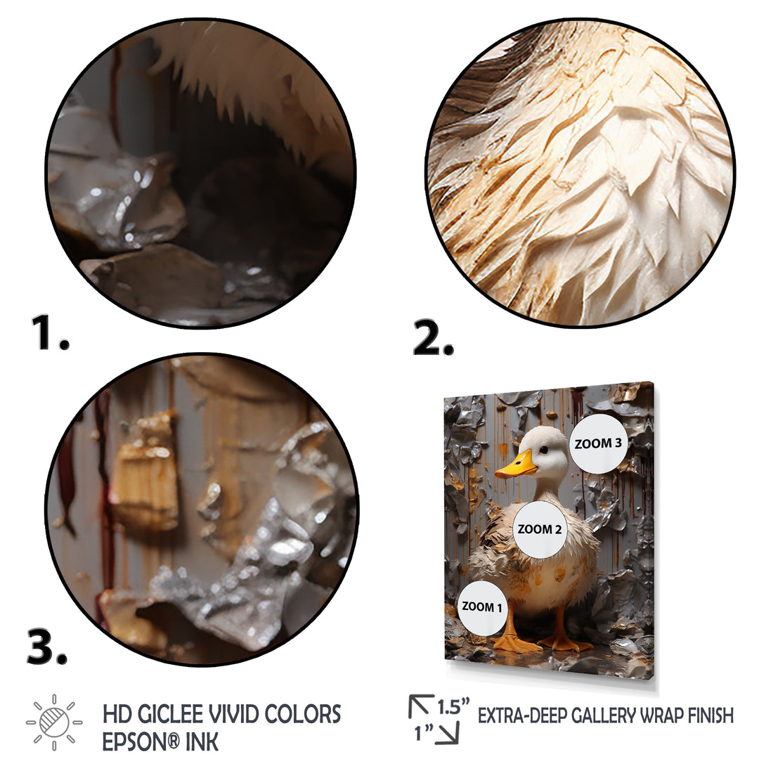 Grey and yellow duck Feathered Elegance - Duck Living Room Wall Art