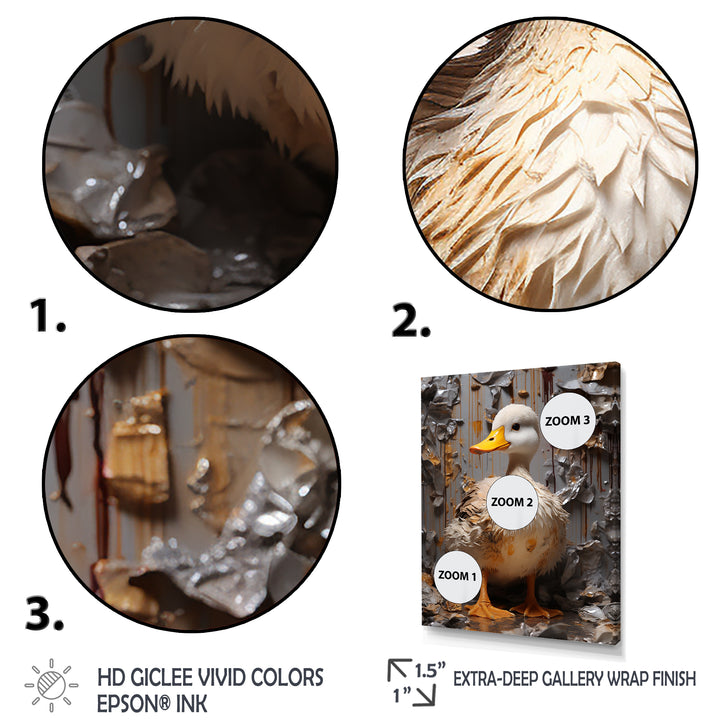 Grey and yellow duck Feathered Elegance - Duck Living Room Wall Art