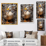 Grey and yellow duck Feathered Elegance - Duck Living Room Wall Art
