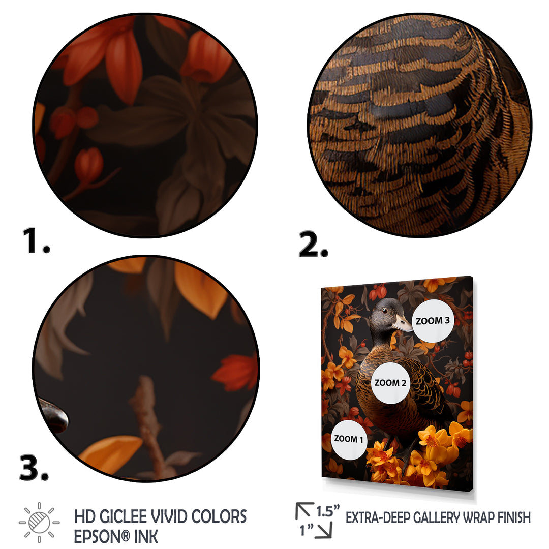 Brown and yellow duck Feathered Elegance - Duck Canvas Wall Art