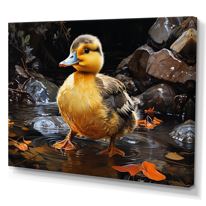 Yellow and black duck Feathered pond Elegance - Duck Wall Decor