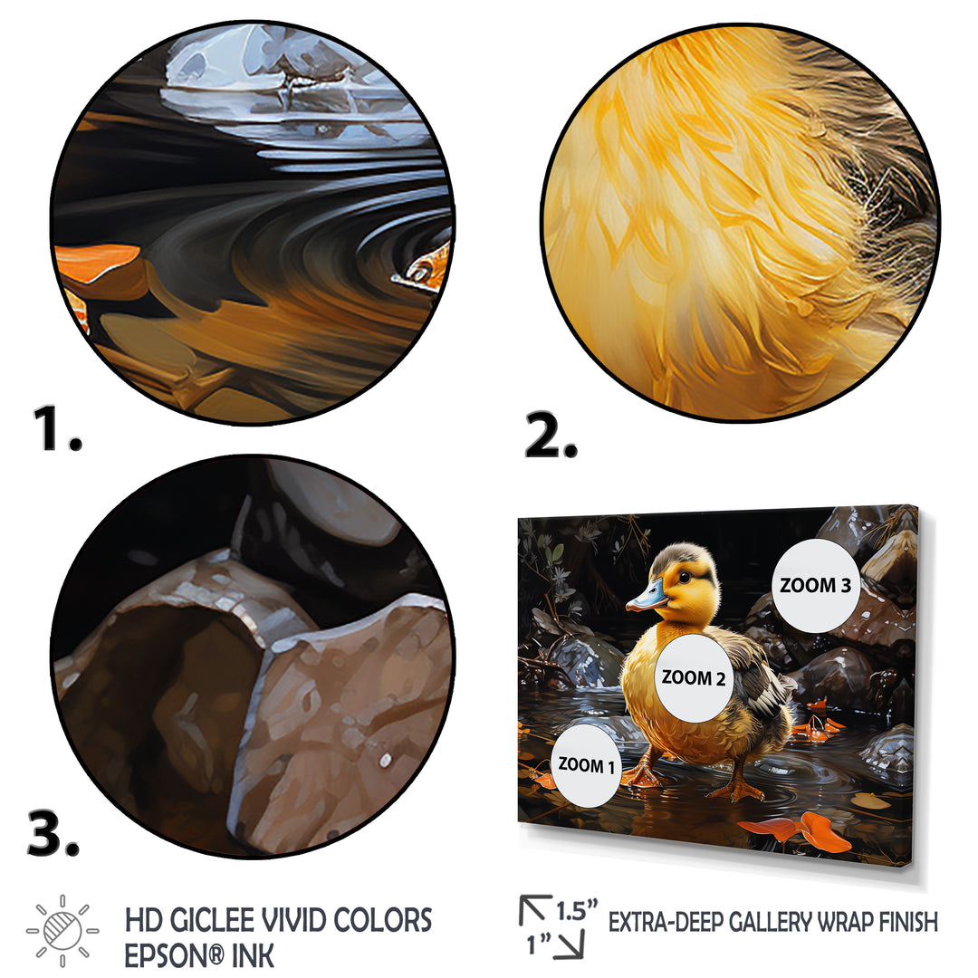 Yellow and black duck Feathered pond Elegance - Duck Wall Decor
