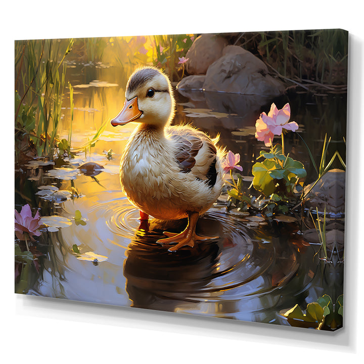 Yellow and green duck Feathered pond Elegance - Duck Wall Decor