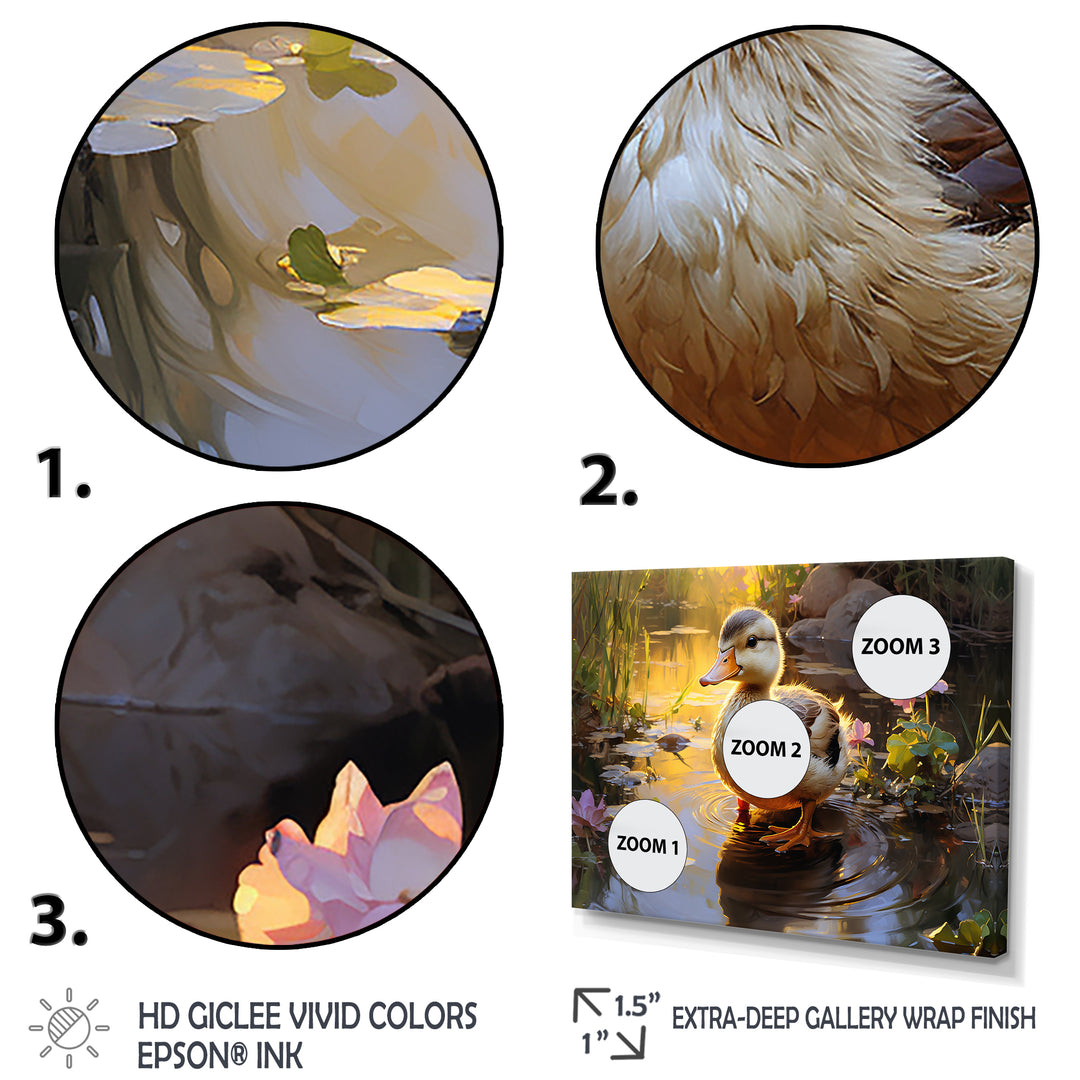 Yellow and green duck Feathered pond Elegance - Duck Wall Decor