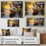 Yellow and green duck Feathered pond Elegance - Duck Wall Decor