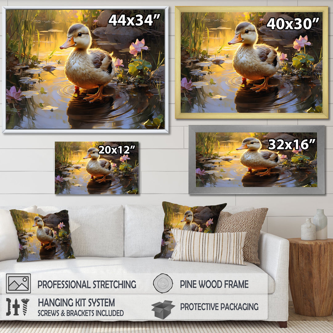 Yellow and green duck Feathered pond Elegance - Duck Wall Decor