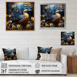 Blue and yellow duck floral Midnight Ponder - Duck Wall Art Prints