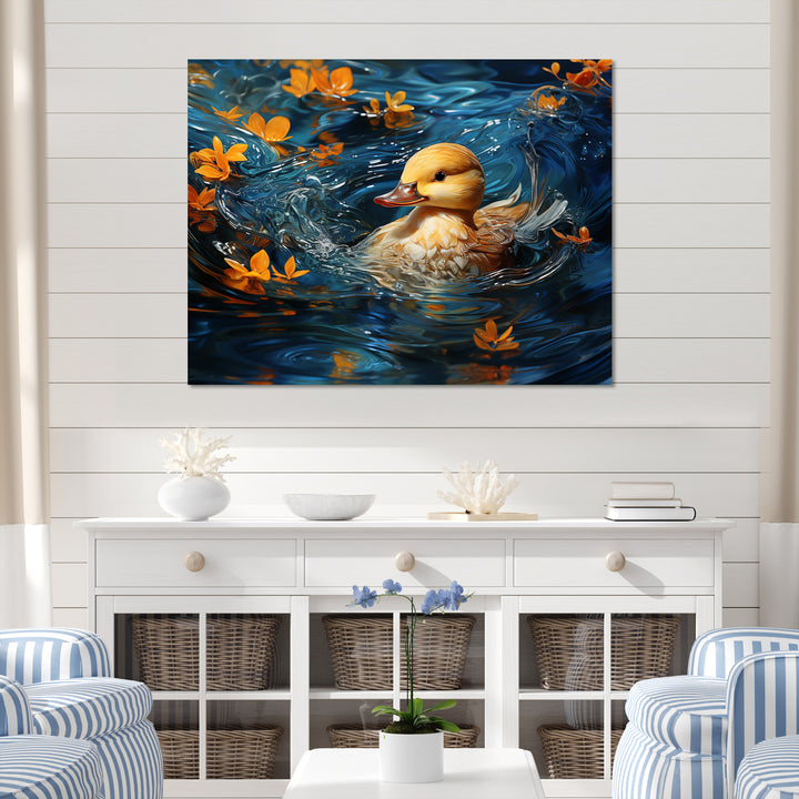 Minimalist Cute Mallard - Yellow Duck Wall Art
