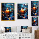 Blue and orange duck Morning Quack Lake - Duck Canvas Wall Art