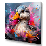Colorful Neon duck Pond - Duck Canvas Wall Art