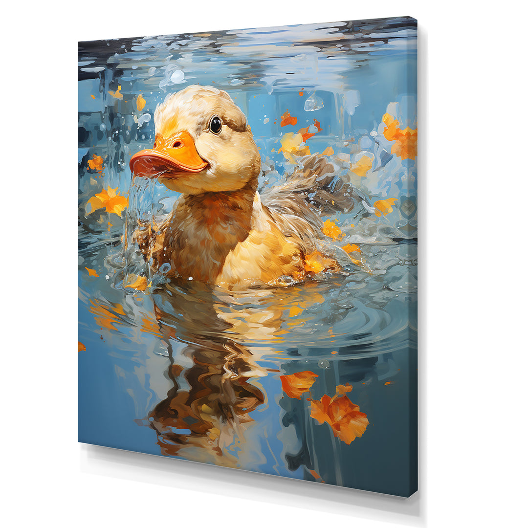 Yellow ducklings Pond Reflections - Duck Wall Art Prints