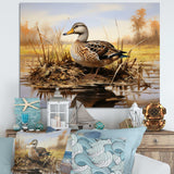 Waddling duck in the countryside I - Animals Canvas Wall Art