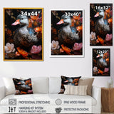 Duck s floral Shadow Diver - Duck Framed Canvas Art