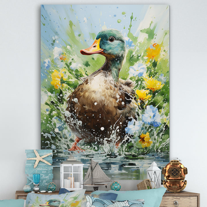 Duck Springtime Splash blooms - Duck Home Decor Art
