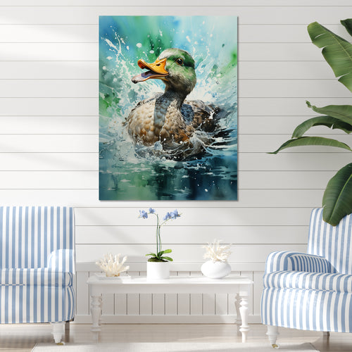 Duck Springtime Splash - Duck Living Room Wall Art