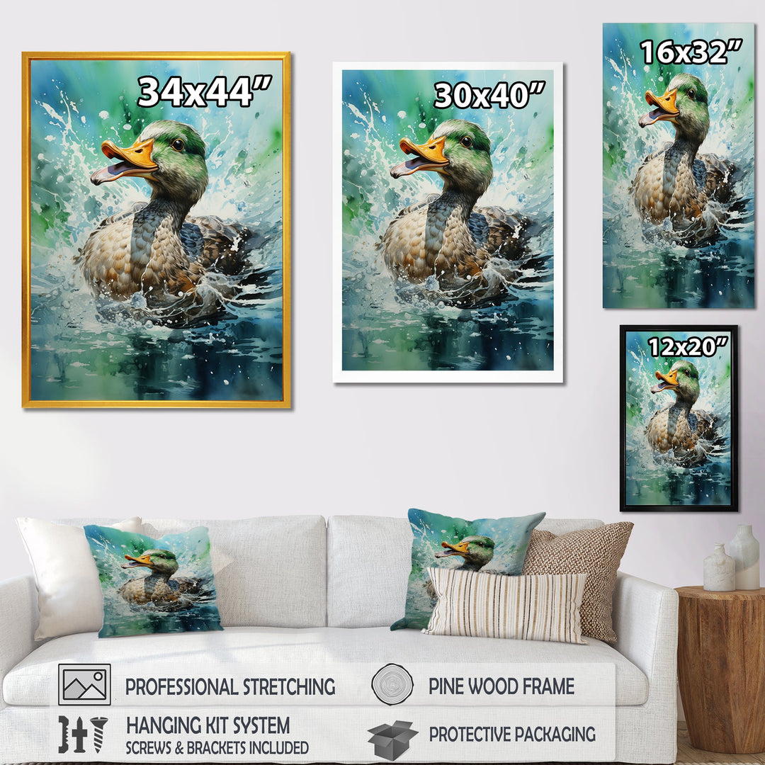 Duck Springtime Splash - Duck Living Room Wall Art