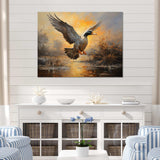 Vintage duck Flight at the pond II - Animals Canvas Wall Art