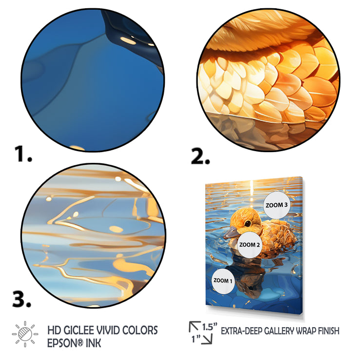 Swimming yellow duck in river - Duck Bedroom Wall Art