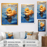 Swimming yellow duck in river - Duck Bedroom Wall Art