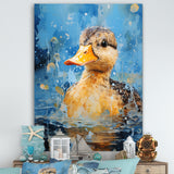 Splashing duckling wonder - Duck Canvas Wall Art