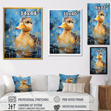 Splashing duckling wonder - Duck Canvas Wall Art