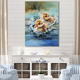 Yellow Playful Paddler ducklings - Duck Wall Decor