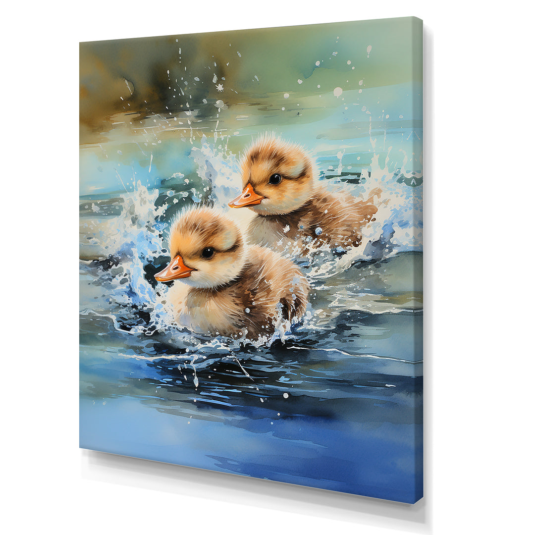 Yellow Playful Paddler ducklings - Duck Wall Decor