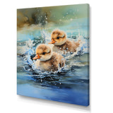 Yellow Playful Paddler ducklings - Duck Wall Decor
