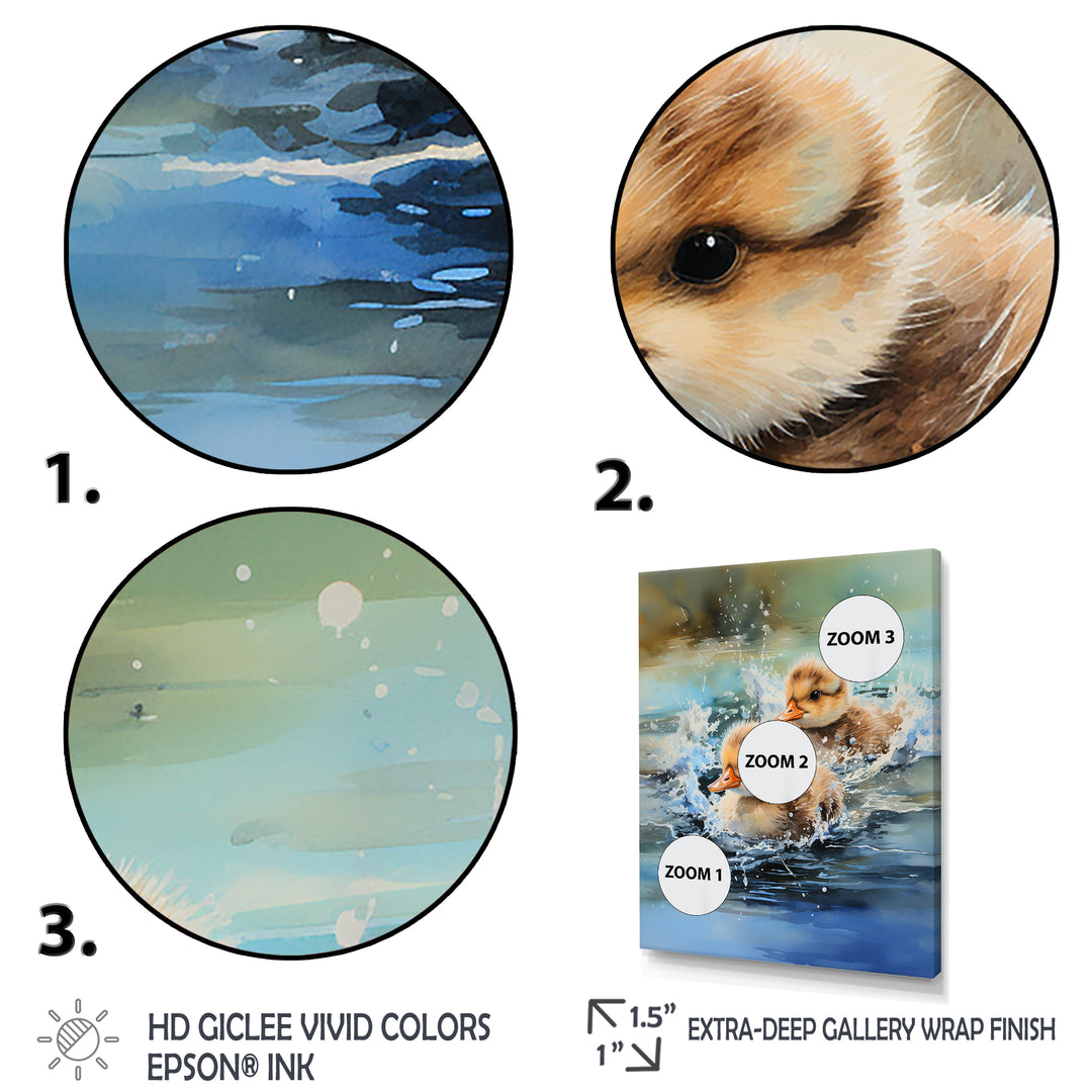 Yellow Playful Paddler ducklings - Duck Wall Decor