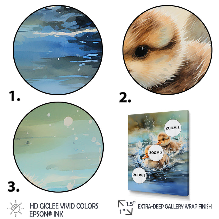 Yellow Playful Paddler ducklings - Duck Wall Decor