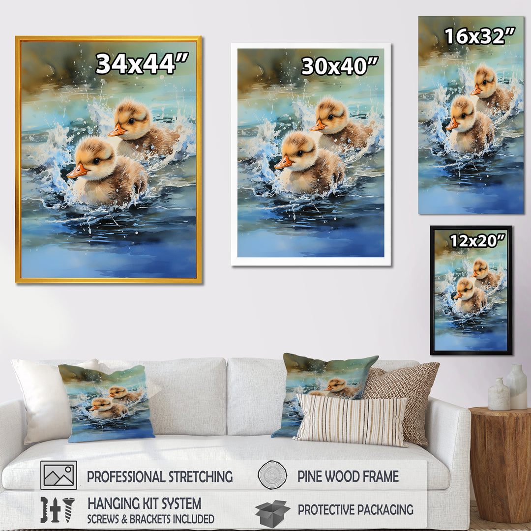 Yellow Playful Paddler ducklings - Duck Wall Decor