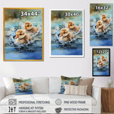 Yellow Playful Paddler ducklings - Duck Wall Decor