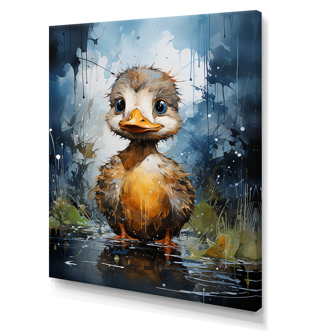 Cute blue and yellow duck for Nursery - Duck Wall Art Prints