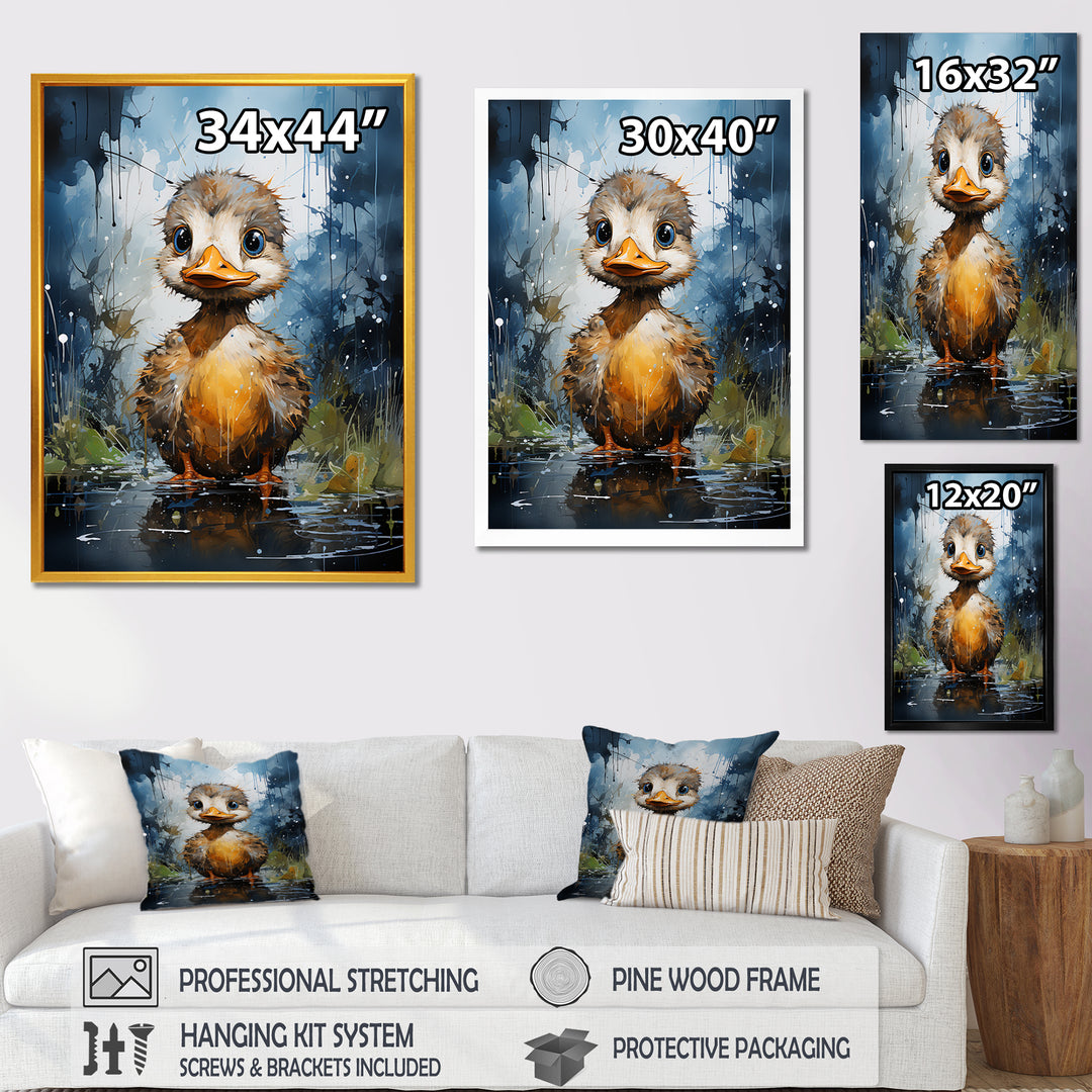 Cute blue and yellow duck for Nursery - Duck Wall Art Prints