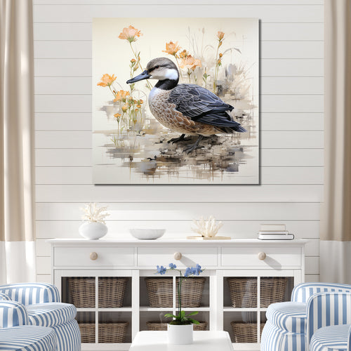 Vintage duck by the pond - Duck Wall Art Prints