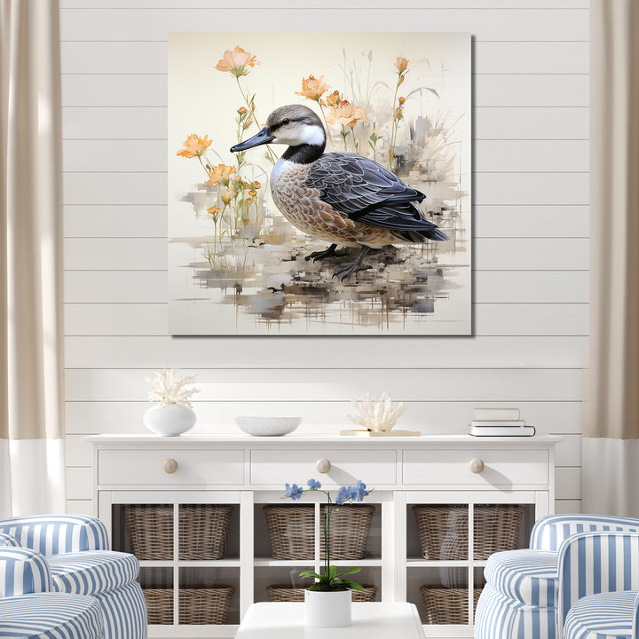 Vintage duck by the pond - Duck Wall Art Prints