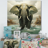 Grey Elephant Dreamscape - Elephant Large Canvas Wall Art