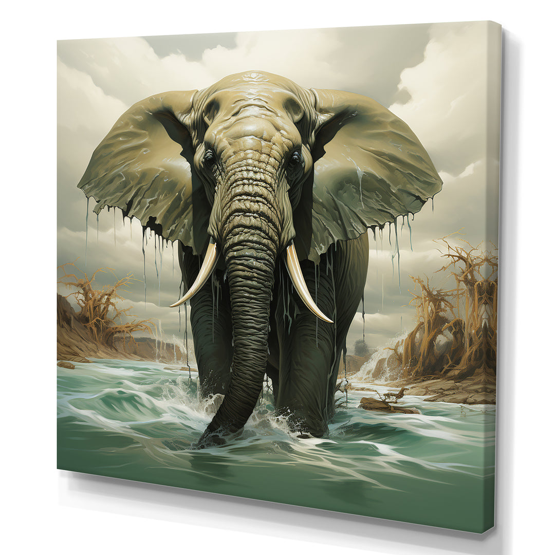 Grey Elephant Dreamscape - Elephant Large Canvas Wall Art