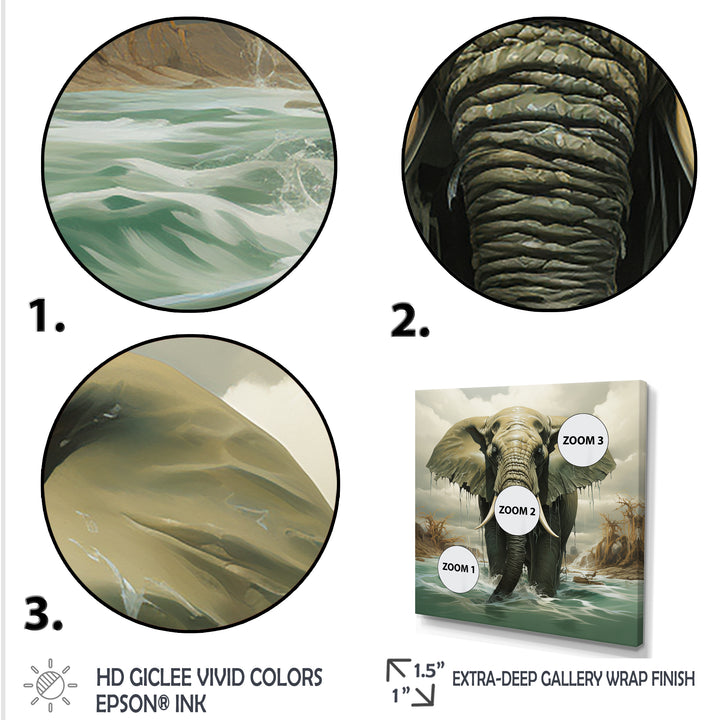 Grey Elephant Dreamscape - Elephant Large Canvas Wall Art
