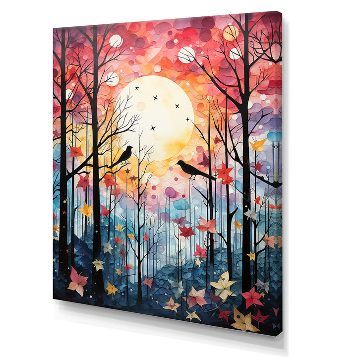 Pink Enchanted floral Botanicals with Eastern bluebird - Bird Floral Living Room Wall Art