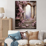 Ancient Ruins door to Even blooms - Fashion Canvas Wall Art