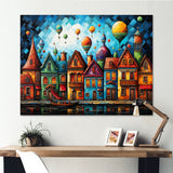 Fantasy air ballon village I - Hot Air Balloon Canvas Wall Art
