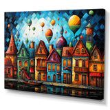 Fantasy air ballon village I - Hot Air Balloon Canvas Wall Art