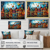 Fantasy air ballon village I - Hot Air Balloon Canvas Wall Art