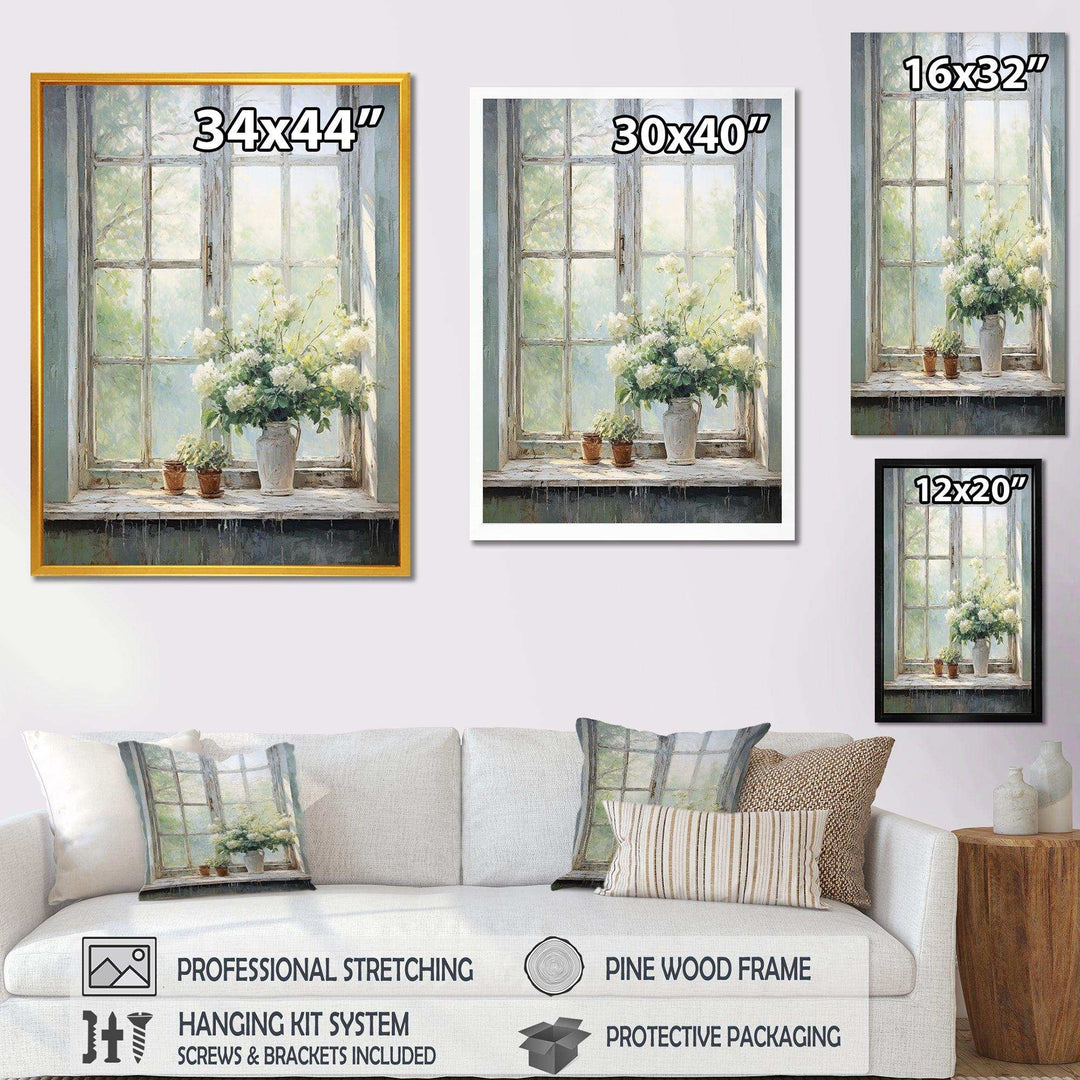 Countryside Calm blooms farm windows I - Farm Canvas Wall Art