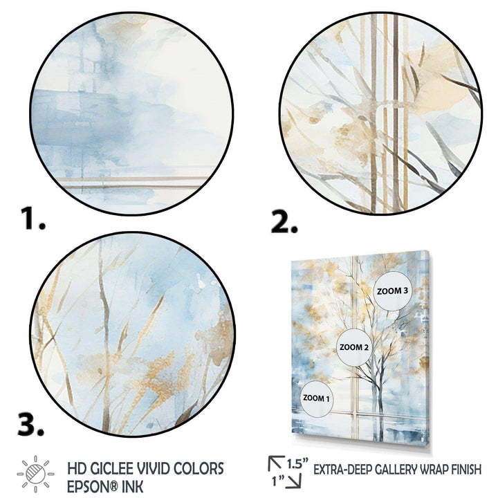 Blue and white forest window view - Farm Canvas Wall Art